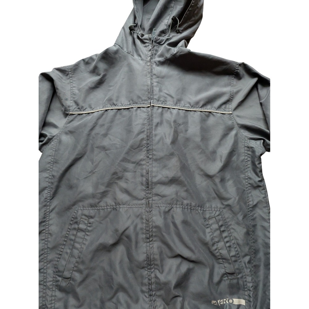 Aeropostale Mens Gray Full Zip Windbreaker Hooded Jacket Mesh Lined M Gorpcore - Picture 10 of 13
